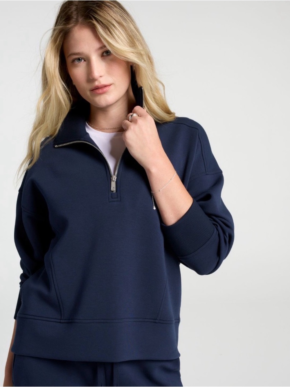 Calia Ottoman Scuba Quarter-Zip Pullover Hoodie XL navy